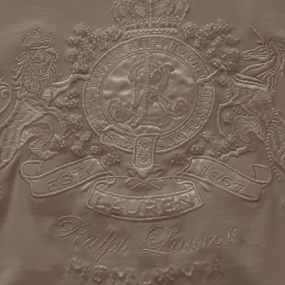 Lauren Ralph Lauren, Cotton, Embellished and Embroidered, Cream LS Tee, Large - Picture 7 of 12